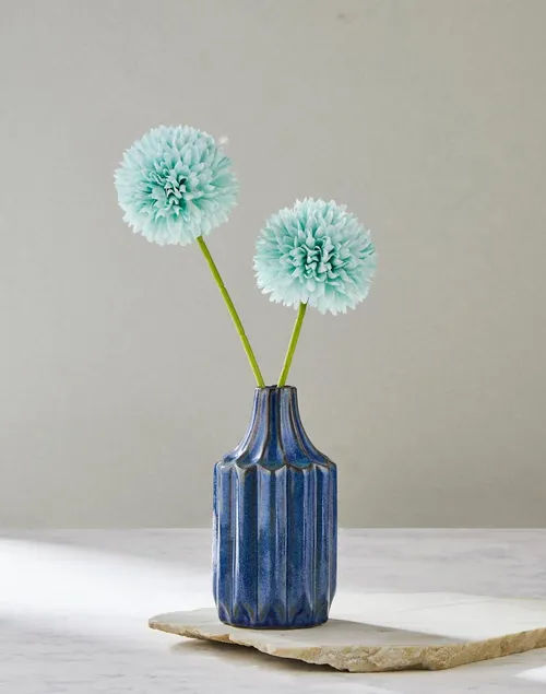 Indigo Guldan Ceramic Cut Bud Vase